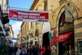 ALBA, ITALY Ã¢â¬â NOVEMBER 15, 2018: People entering the truffle market of the International Truffle Fair of Alba Piedmont, Italy